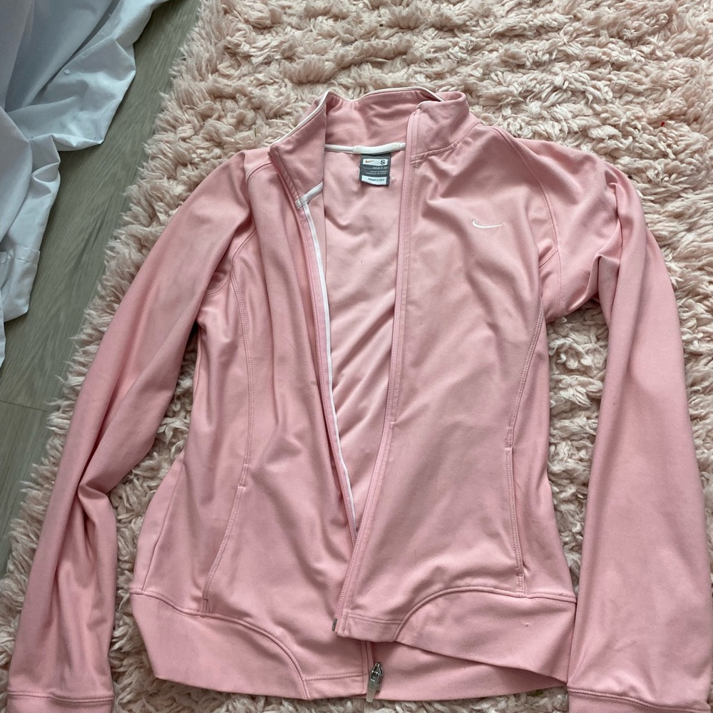 pink nike full zip white swoosh